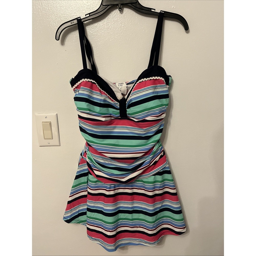 Crown & Ivy Women Multicolor Striped One Piece Swim Dress XL